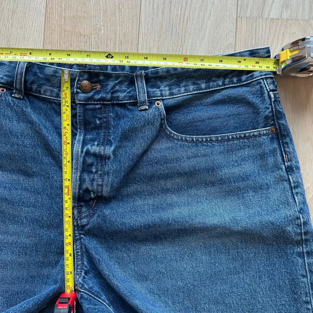 Madewell Brynn Long Short 16W‎ Blue Denim Button Fly Raw Hem High Rise Western